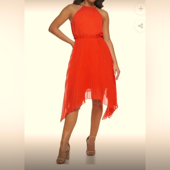 Red Sleeveless Asymmetrical Sleeveless Dress! - Picture 1 of 16